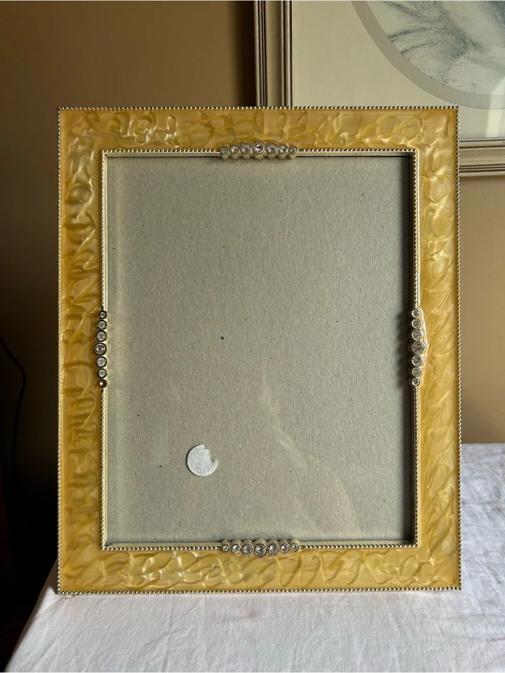 Elegant Yellow Decorative Picture Frame with Rhinestone Accents